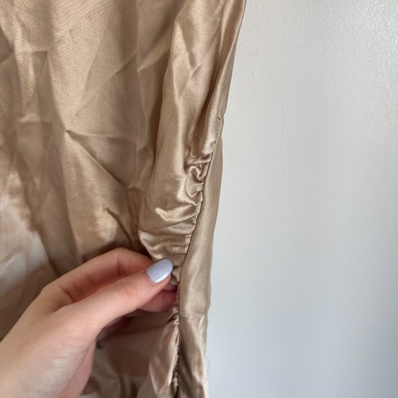 NWT Reformation Casette Silk Maxi Dress in Sand Tan Sz 4 Criss-cross Back Ruched - Picture 12 of 14